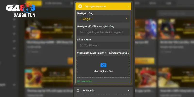Điền sai các thông tin ở ngân hàng