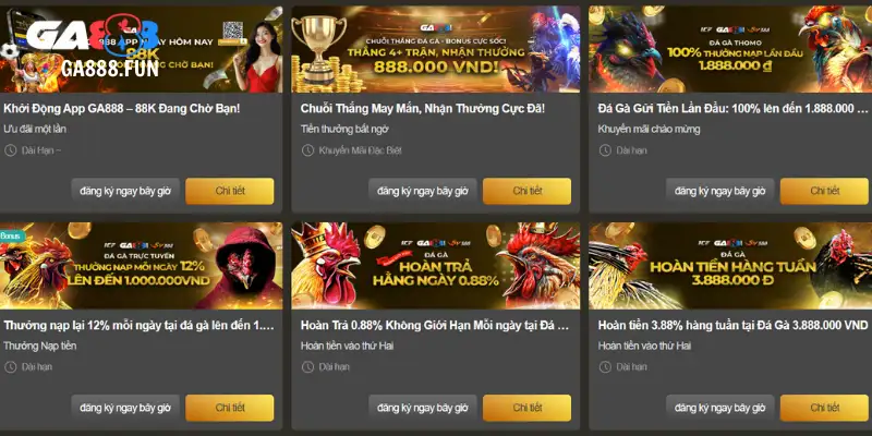 Sự hấp dẫn của chương trình khuyến mãi GA888